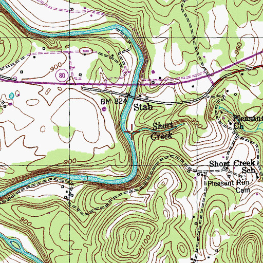 Topographic Map of Short Creek, KY