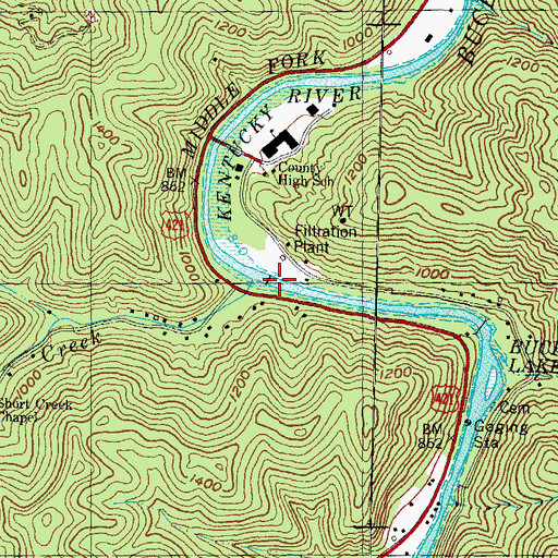 Topographic Map of Short Creek, KY