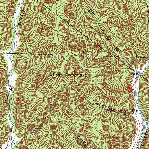 Topographic Map of Short Creek Arch, KY