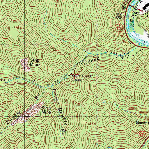 Topographic Map of Short Creek Chapel, KY