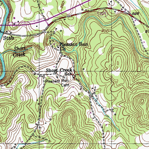 Topographic Map of Short Creek School, KY