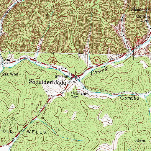 Topographic Map of Shoulderblade, KY