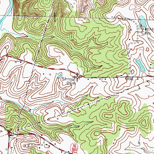Topographic Map of Shrout Cemetery, KY