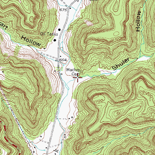 Topographic Map of Shuler Hollow, KY