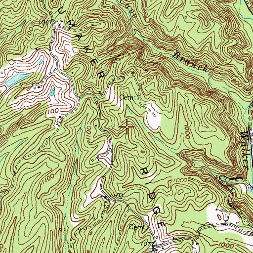 Topographic Map of Shumaker Ridge, KY
