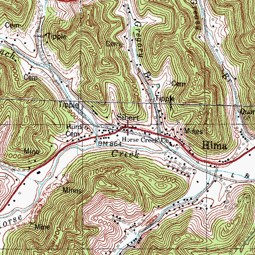 Topographic Map of Sibert, KY