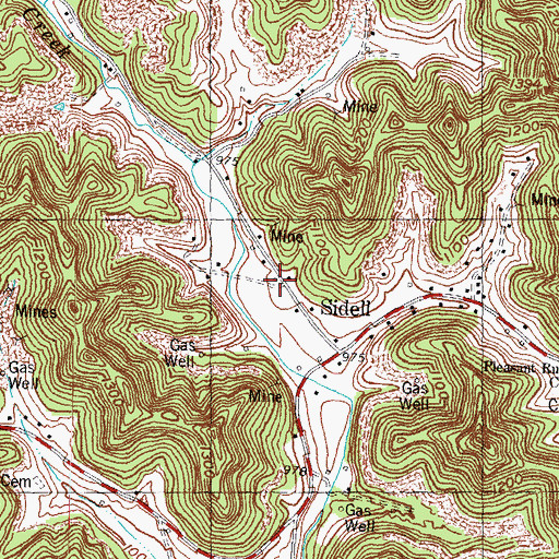 Topographic Map of Sidell, KY