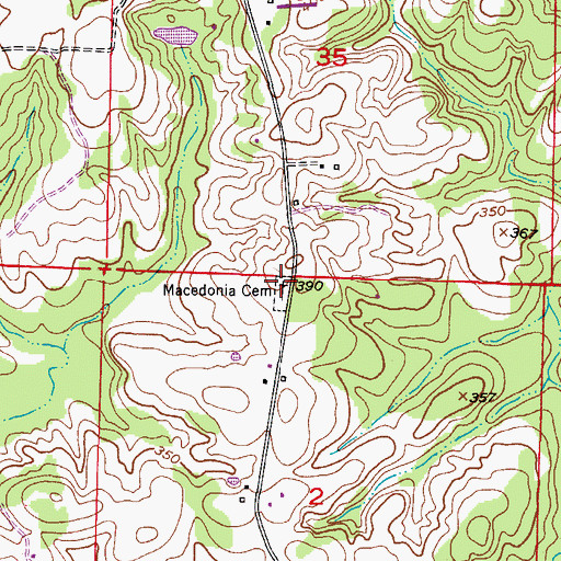 Topographic Map of Macedonia Cemetery, AR