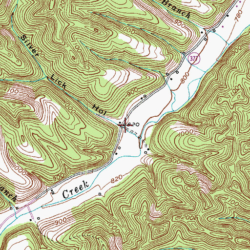 Topographic Map of Silver Lick Hollow, KY