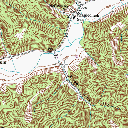 Topographic Map of Silver Lick Hollow, KY