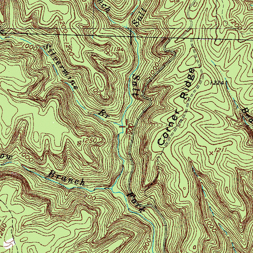 Topographic Map of Silvermine Branch, KY