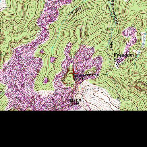 Topographic Map of Silvermine Cliff, KY