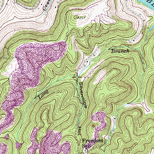 Topographic Map of Silvermine Hollow, KY