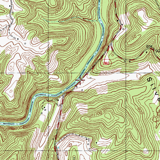 Topographic Map of Silvers Hollow, KY