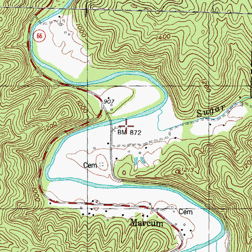 Topographic Map of Sim Langdon School, KY