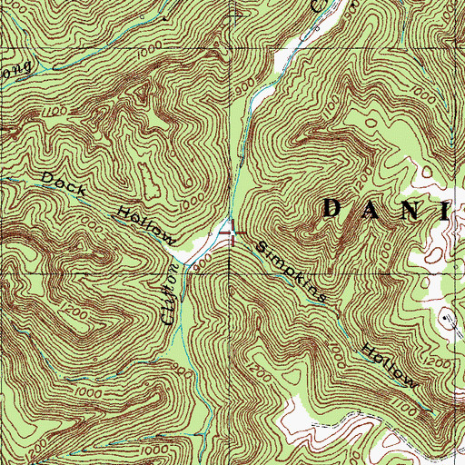 Topographic Map of Simpkins Hollow, KY