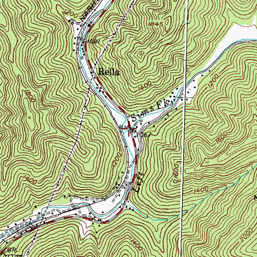 Topographic Map of Sims Fork, KY