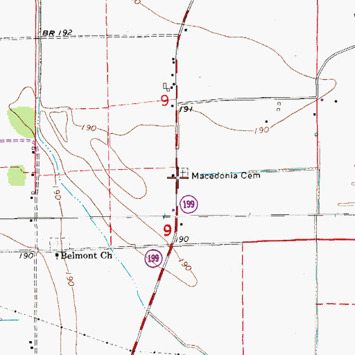 Topographic Map of Macedonia Cemetery, AR
