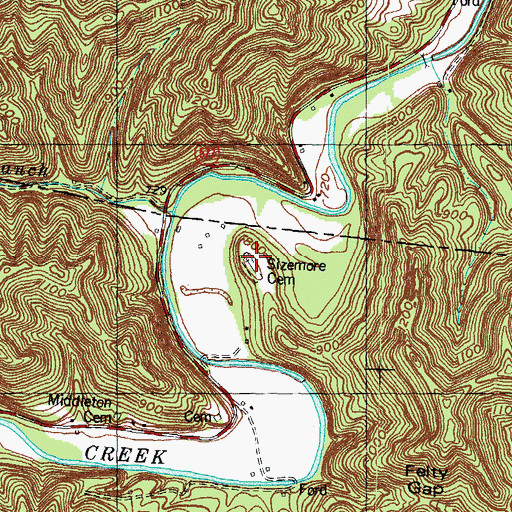 Topographic Map of Sizemore Cemetery, KY