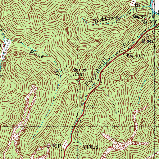 Topographic Map of Skeens Cemetery, KY
