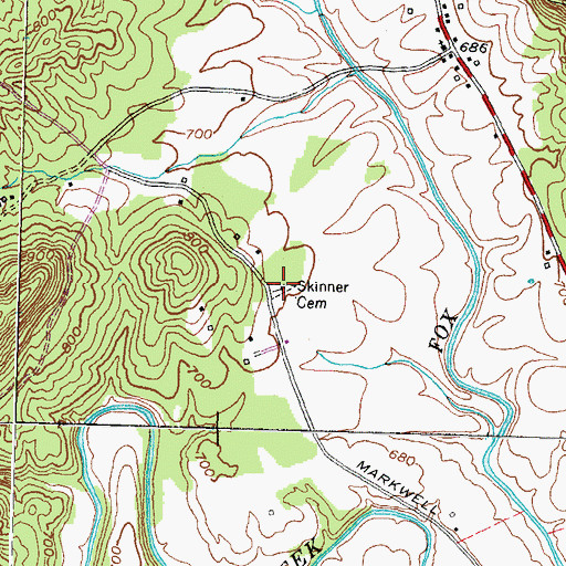 Topographic Map of Skinner Cemetery, KY