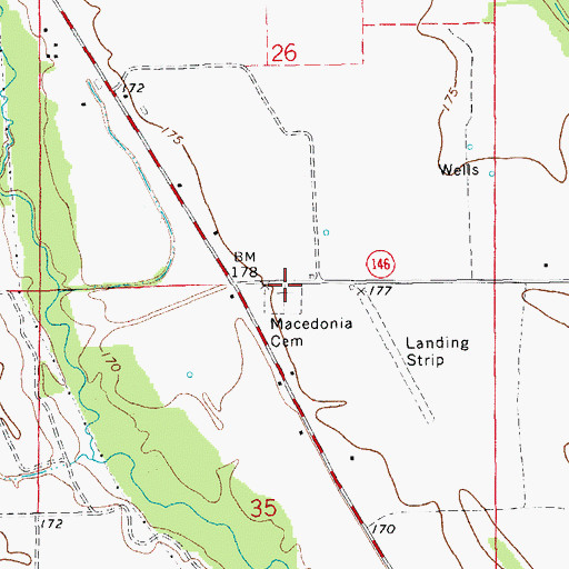 Topographic Map of Macedonia Cemetery, AR