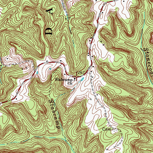 Topographic Map of Slabcamp Church, KY