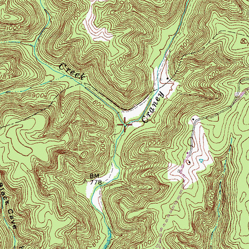 Topographic Map of Slabcamp Creek, KY