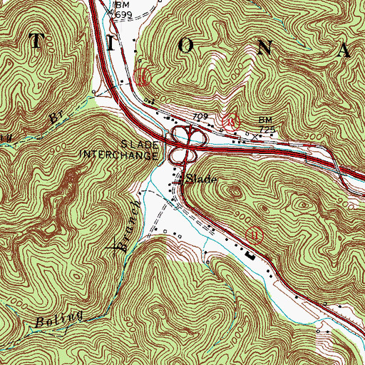 Topographic Map of Slade, KY