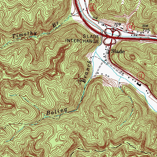 Topographic Map of Slade Twin Arches, KY