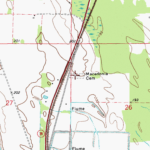 Topographic Map of Macedonia Cemetery, AR