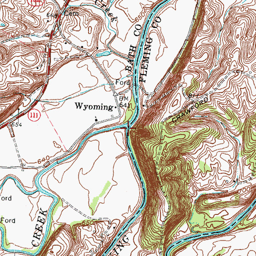 Topographic Map of Slate Creek, KY