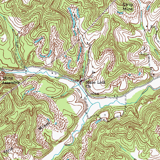 Topographic Map of Slate Lick Church, KY