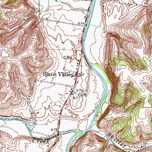 Topographic Map of Slate Valley, KY