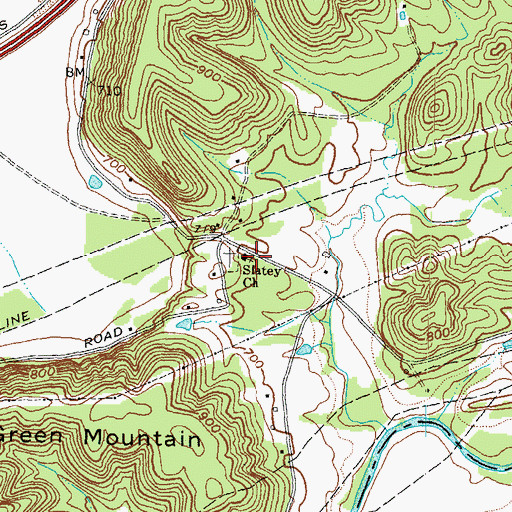 Topographic Map of Slatey Church, KY