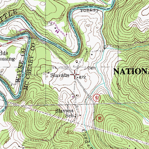 Topographic Map of Slavans, KY