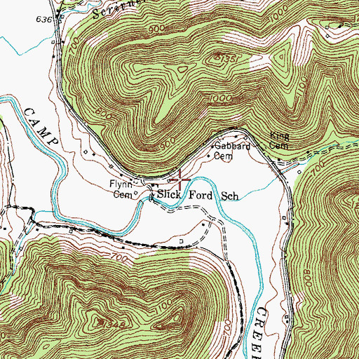 Topographic Map of Slick Fork School, KY