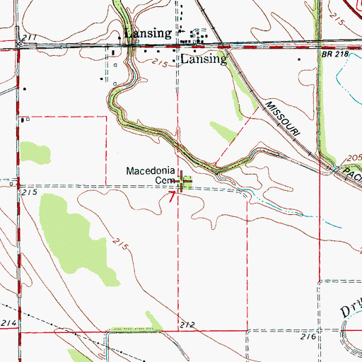 Topographic Map of Macedonia Cemetery, AR
