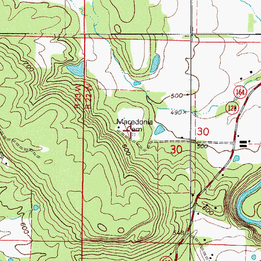 Topographic Map of Macedonia Cemetery, AR