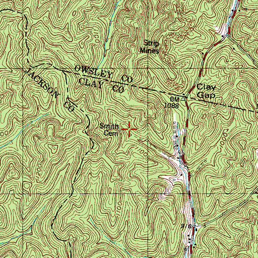 Topographic Map of Smith Cemetery, KY