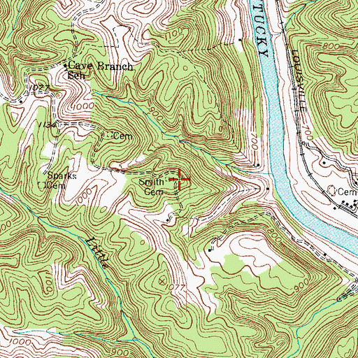 Topographic Map of Smith Cemetery, KY