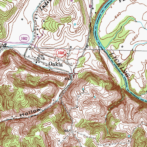 Topographic Map of Smoky Hollow, KY