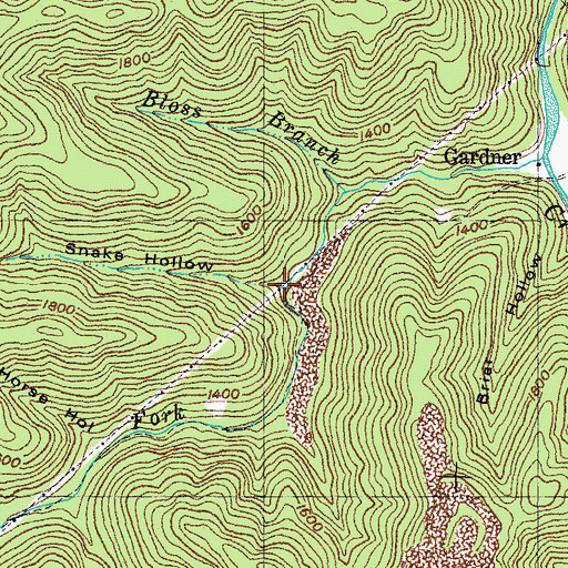 Topographic Map of Snake Hollow, KY
