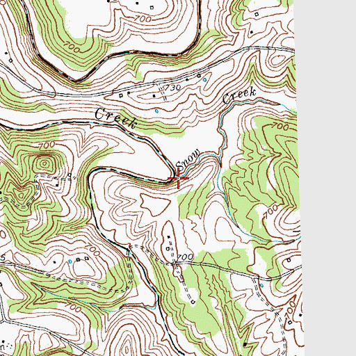 Topographic Map of Snow Creek, KY