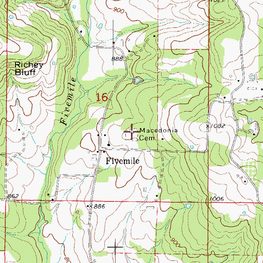 Topographic Map of Macedonia Cemetery, AR