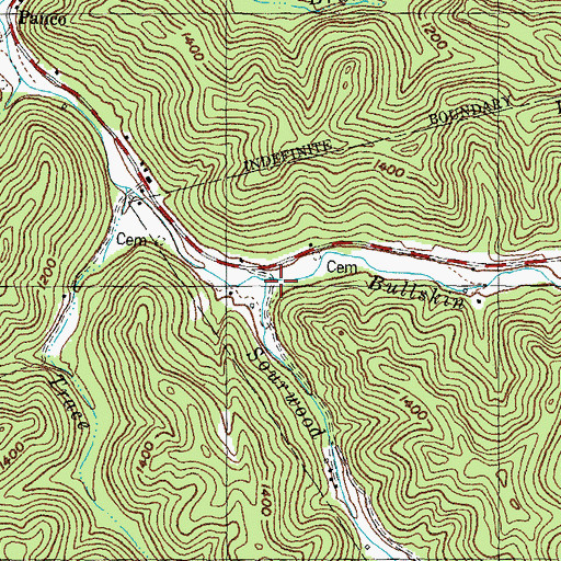 Topographic Map of Sourwood Branch, KY