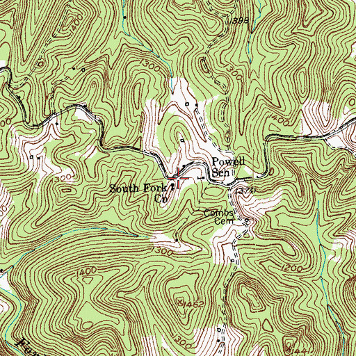 Topographic Map of South Fork Church, KY