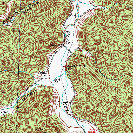 Topographic Map of South Fork Church, KY