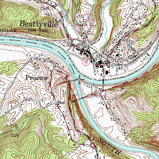 Topographic Map of South Fork Kentucky River, KY