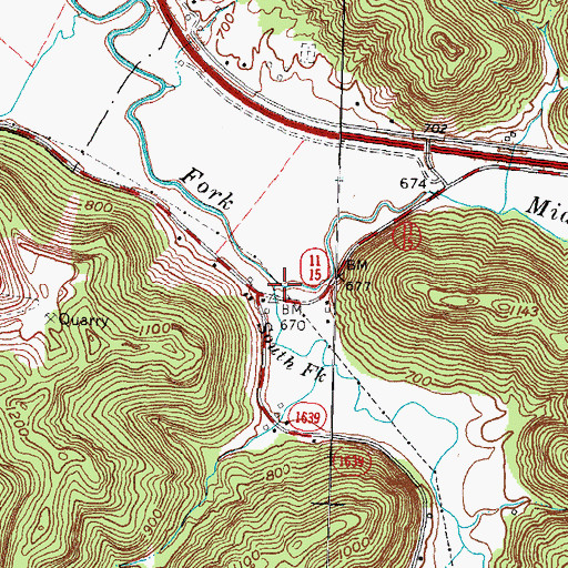 Topographic Map of South Fork Red River, KY
